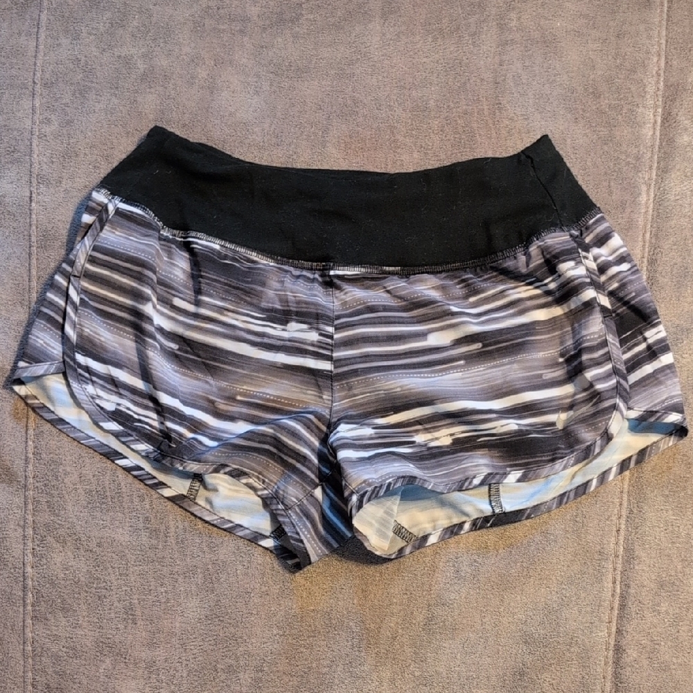 Women's Black and Gray Striped Shorts
